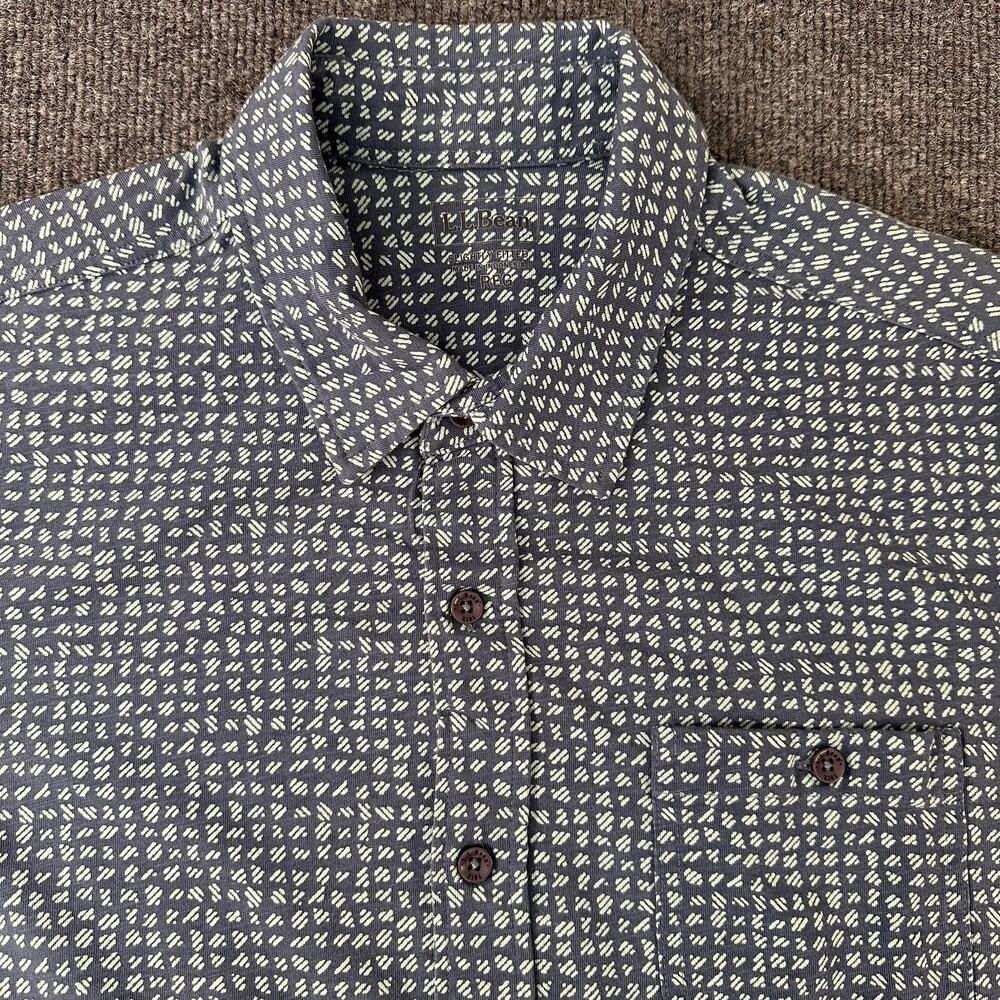 L.L. Bean Men's Lakewashed Organic Cotton Button-Front Short Sleeve Shirt L Reg